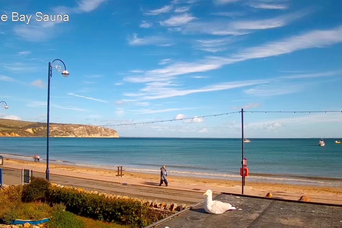 Live Swanage Beach Front webcam overlooking Swanage Beach in Dorset